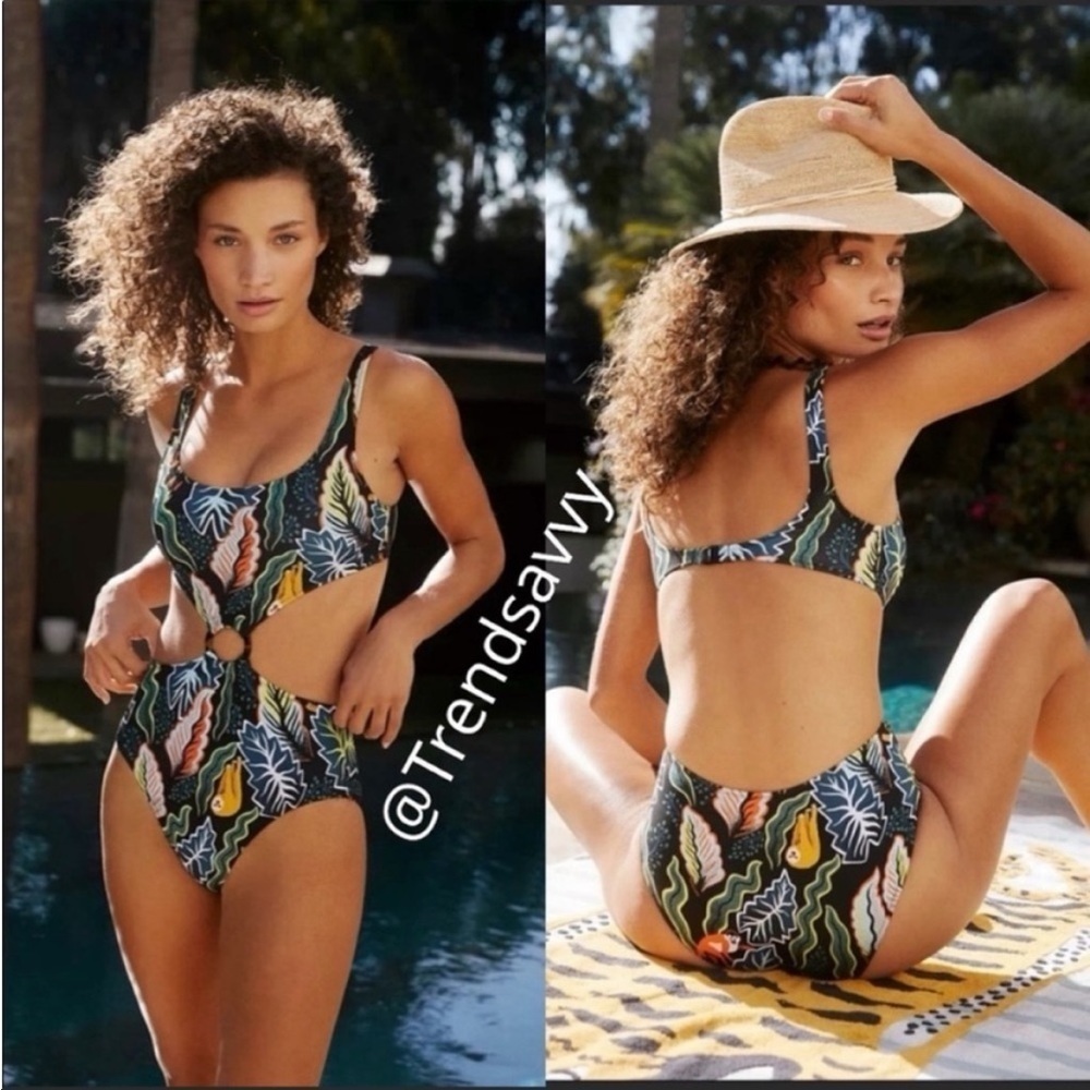 Anthropologie Solid & Striped Bailey Cutout One Piece Swimsuit Large NWT